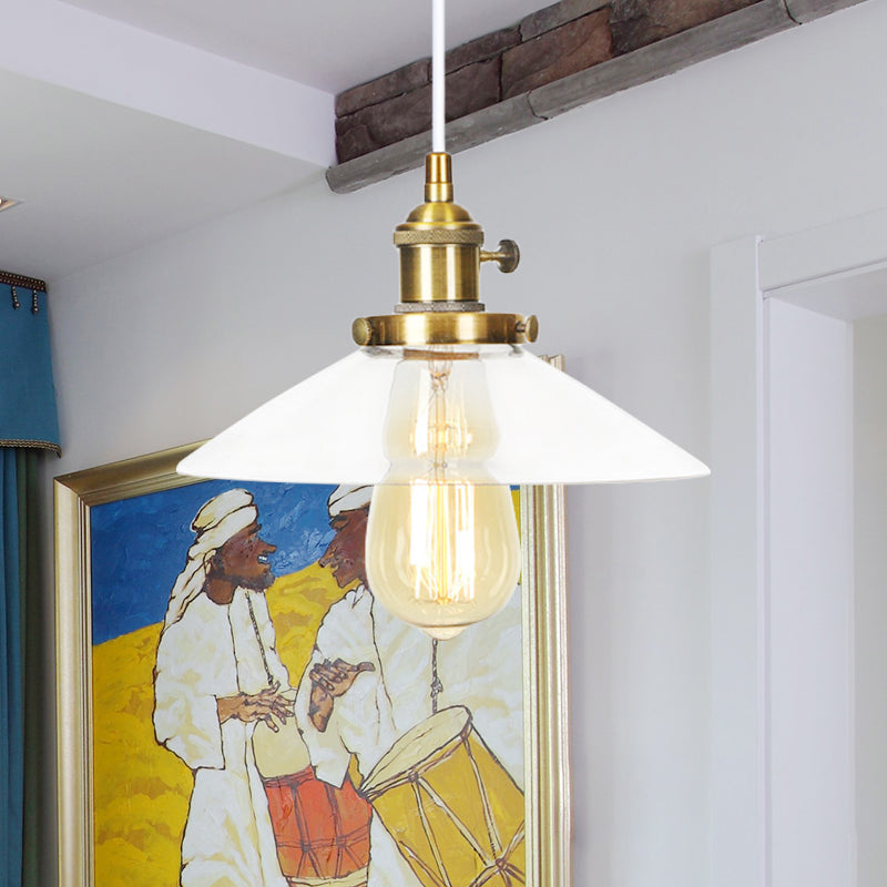 Lampe à suspension conique en verre métallique et transparent - Plafonnier à hauteur réglable