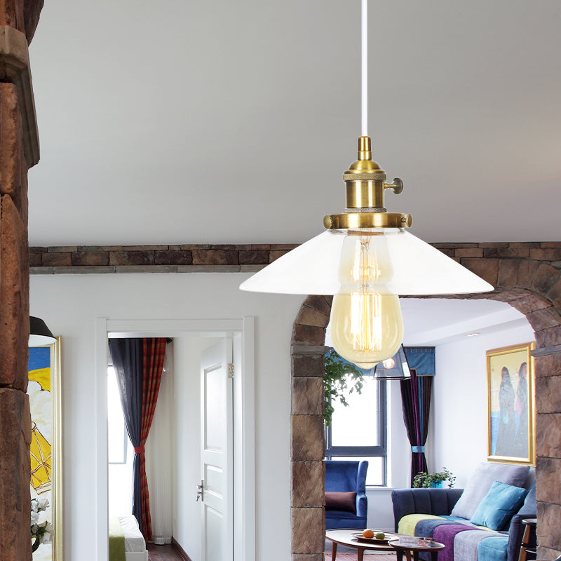 Lampe à suspension conique en verre métallique et transparent - Plafonnier à hauteur réglable
