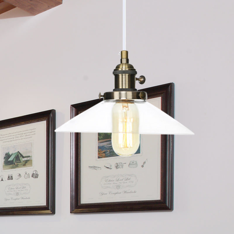 Lampe à suspension conique en verre métallique et transparent - Plafonnier à hauteur réglable
