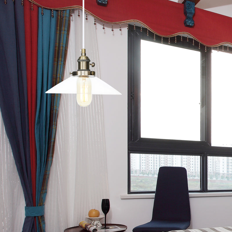 Lampe à suspension conique en verre métallique et transparent - Plafonnier à hauteur réglable