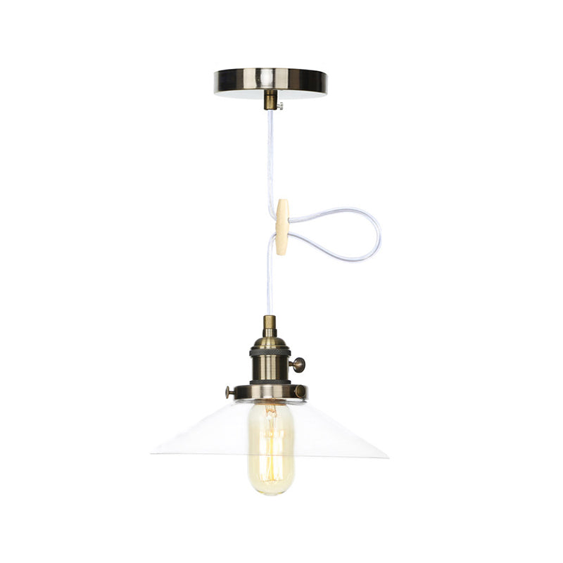 Lampe à suspension conique en verre métallique et transparent - Plafonnier à hauteur réglable