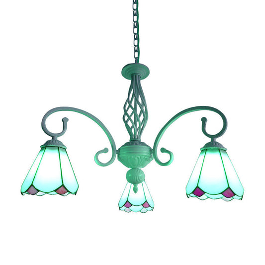 Stylish Arched Chandelier with Tiffany Glass Shades - 5/6/8 Lights for Bedroom Pendant Lighting