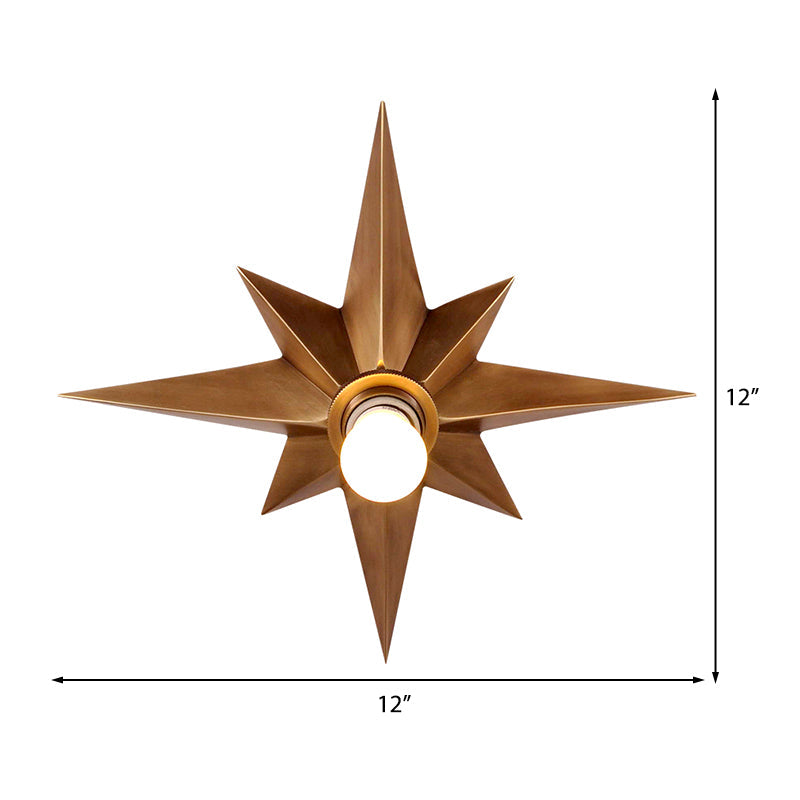 Contemporary Black/Bronze Anise Star Flush Ceiling Light - 1 Head Stairway Flush Mount Fixture