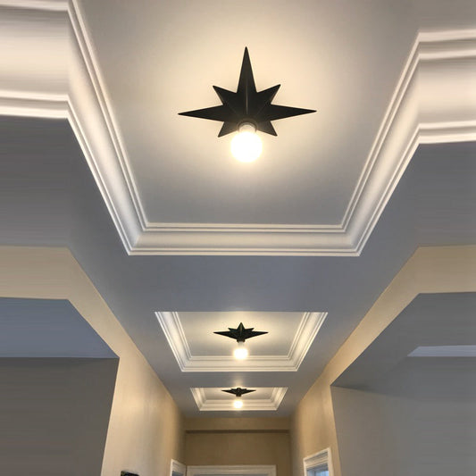 Contemporary Black/Bronze Anise Star Flush Ceiling Light - 1 Head Stairway Flush Mount Fixture