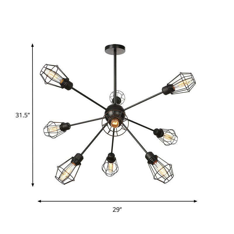 Black Metal Farmhouse Style Pendant Light with Cage Shade