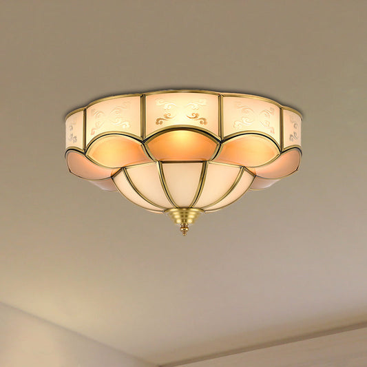 Vintage Flush Mount Lamp with Frosted Glass Panel & Multiple Light Options