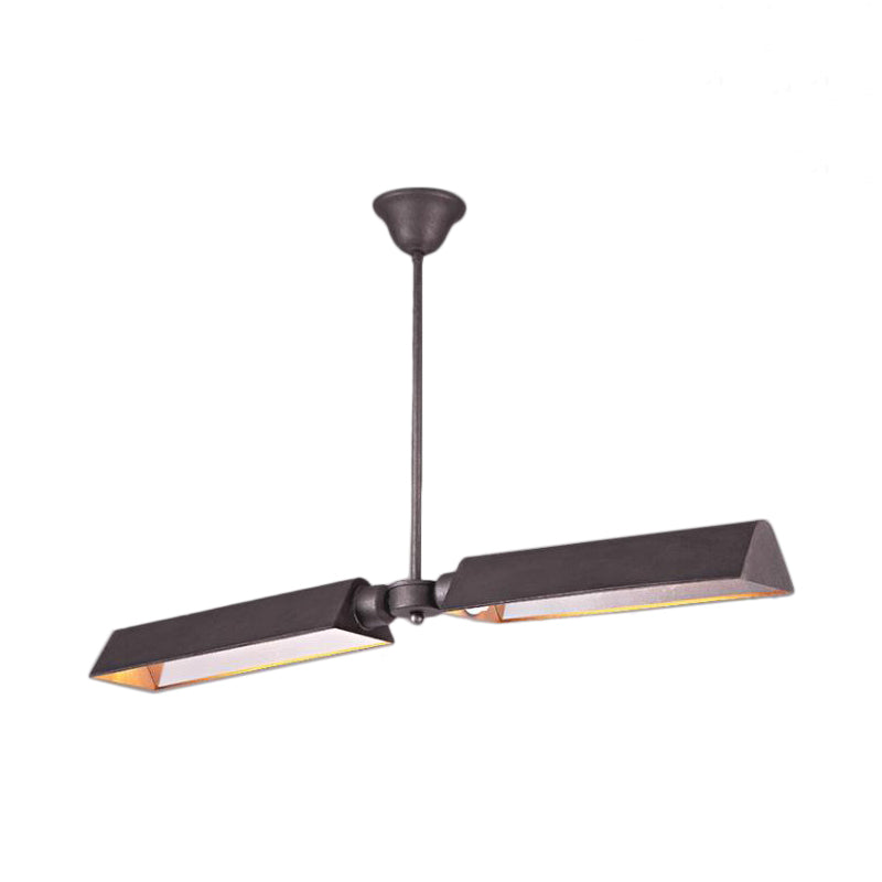 Traditional Metal Triangle Pendant Light With 2 Lights - Grey/Gold Perfect For Dining Rooms