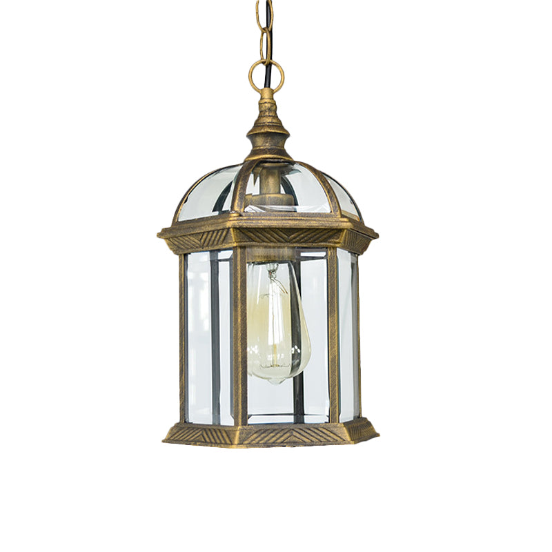 Vintage Lantern Ceiling Hanging Light with Clear Glass Shade - Black/Bronze/Gold - 1 Bulb - Outdoor Lighting - 8"/9.5"/12" W