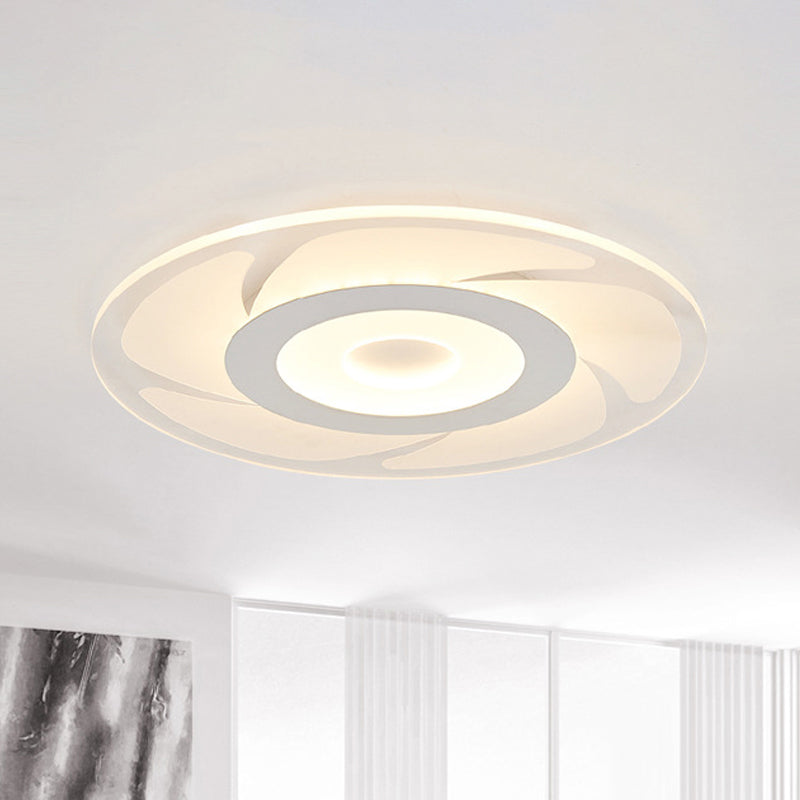 Super Thin Acrylic Windmill Flush Lamp - Modern Style LED Ceiling Mount Light (White/Warm/Inner Warm Outer White)