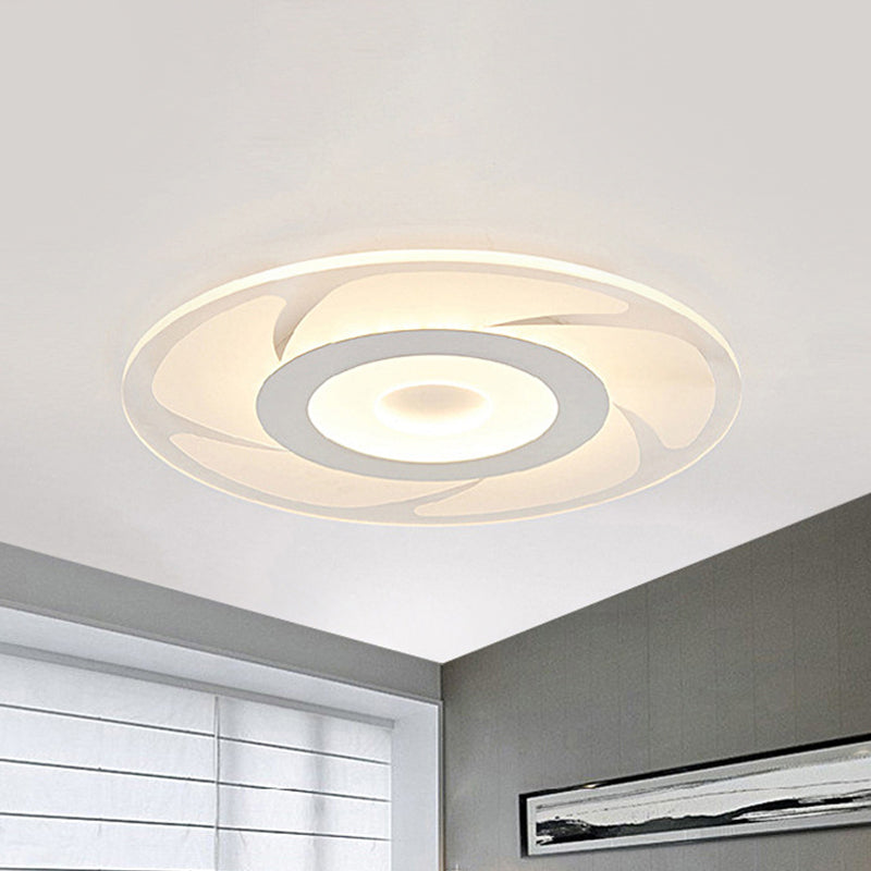 Super Thin Acrylic Windmill Flush Lamp - Modern Style LED Ceiling Mount Light (White/Warm/Inner Warm Outer White)