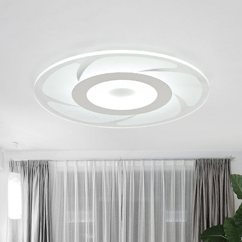 Super Thin Acrylic Windmill Flush Lamp - Modern Style LED Ceiling Mount Light (White/Warm/Inner Warm Outer White)