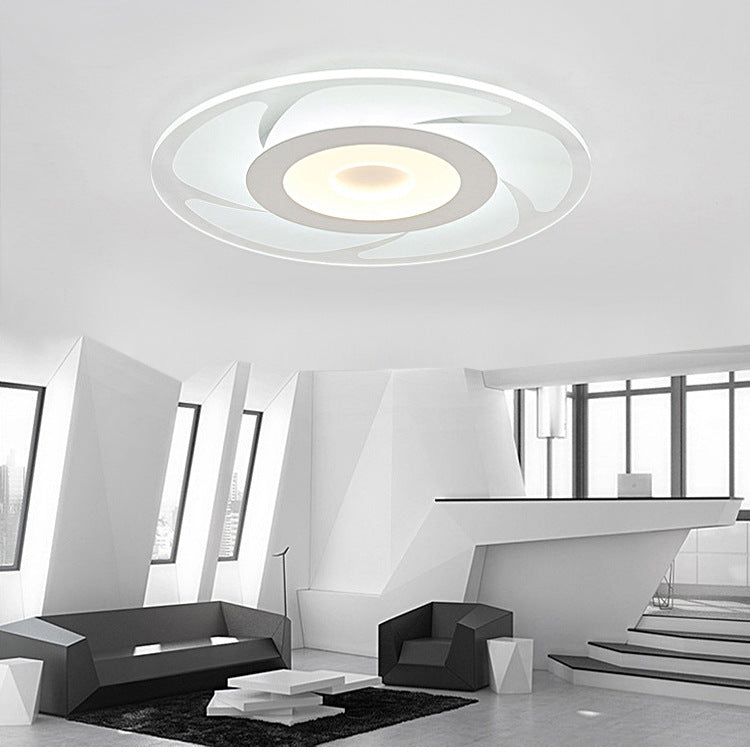 Super Thin Acrylic Windmill Flush Lamp - Modern Style LED Ceiling Mount Light (White/Warm/Inner Warm Outer White)