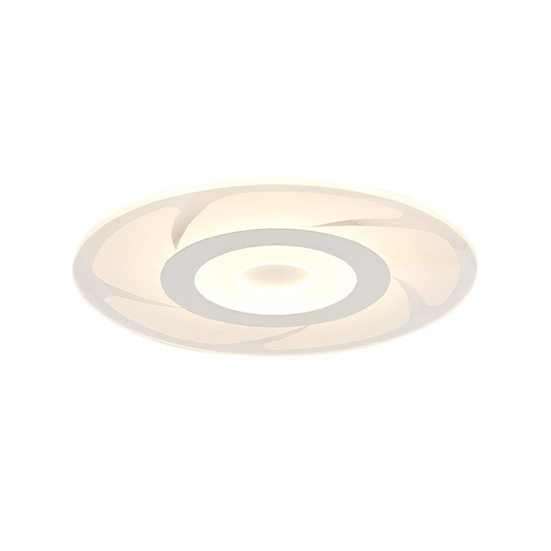 Super Thin Acrylic Windmill Flush Lamp - Modern Style LED Ceiling Mount Light (White/Warm/Inner Warm Outer White)