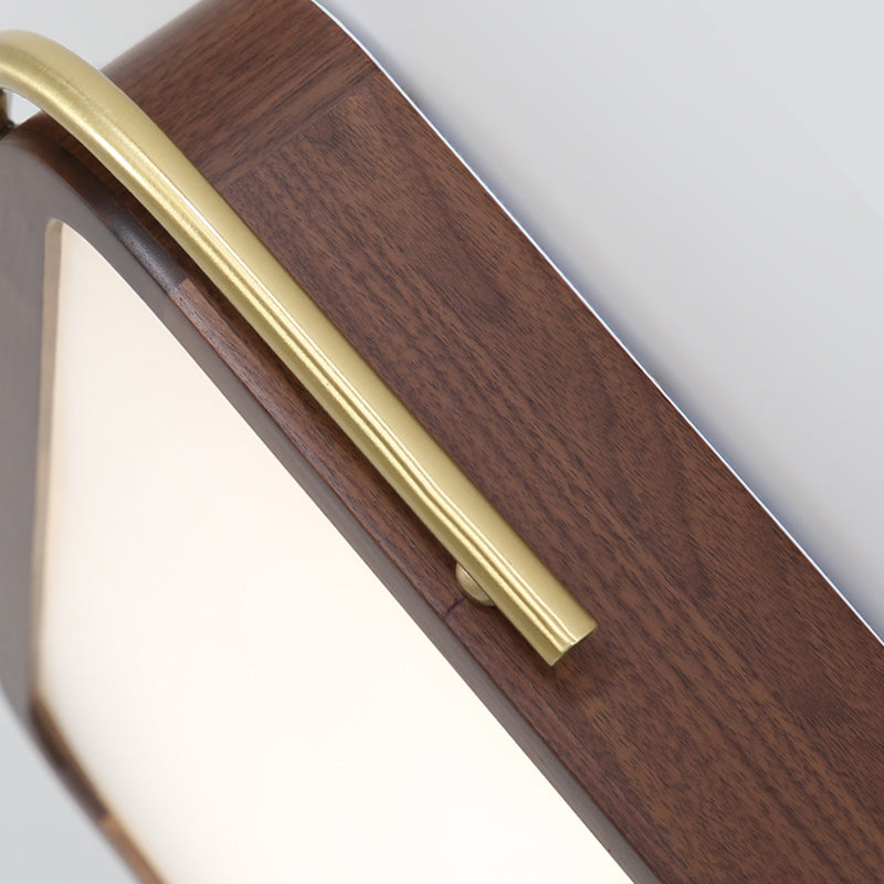 LED Brown Wood Flushmount Ceiling Light, 13"/19" Square Simplicity Design