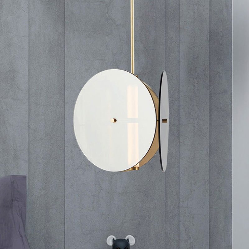Modern Gold LED Pendant Light with Amber Glass Shade for Dining Room