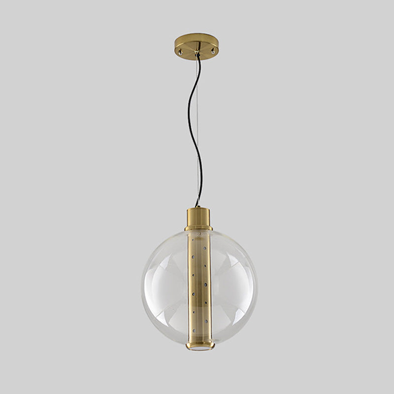 Minimalist Gold Led Glass Pendant Light For Bedroom - Globe Lighting