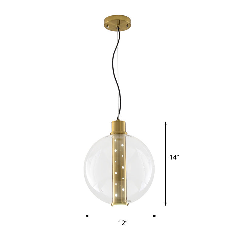 Minimalist Gold Led Glass Pendant Light For Bedroom - Globe Lighting