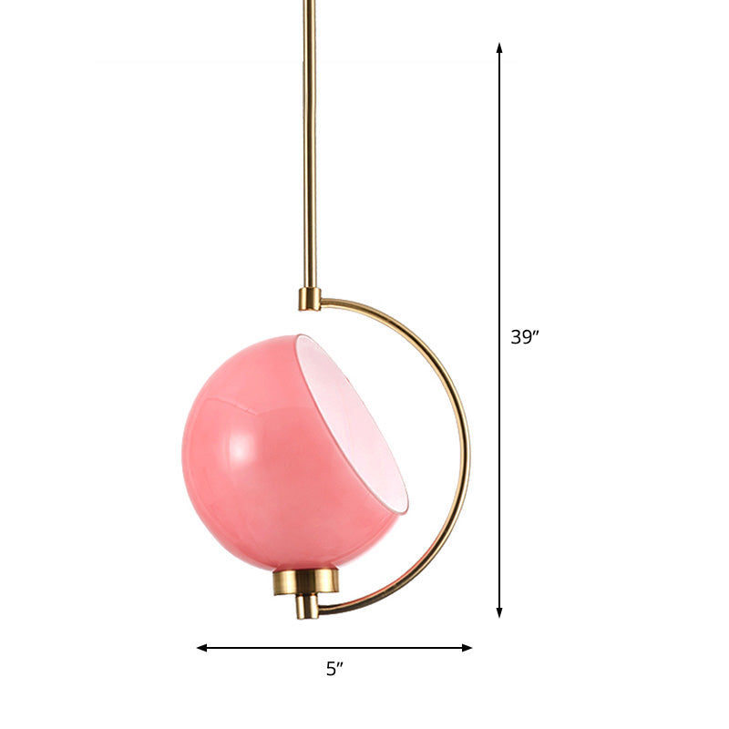 Modern Metal Dome Pendant Light Fixture - Pink Down Lighting For Bedroom