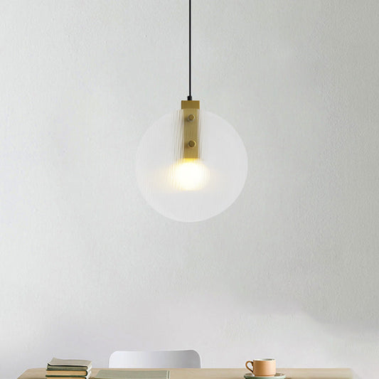 Modern Gold Orb Pendant Lamp with Clear Glass Suspension – Ideal for Dining Room Lighting