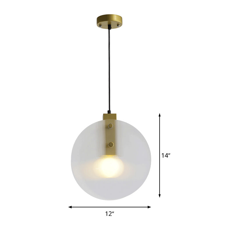 Modern Gold Orb Pendant Lamp with Clear Glass Suspension – Ideal for Dining Room Lighting