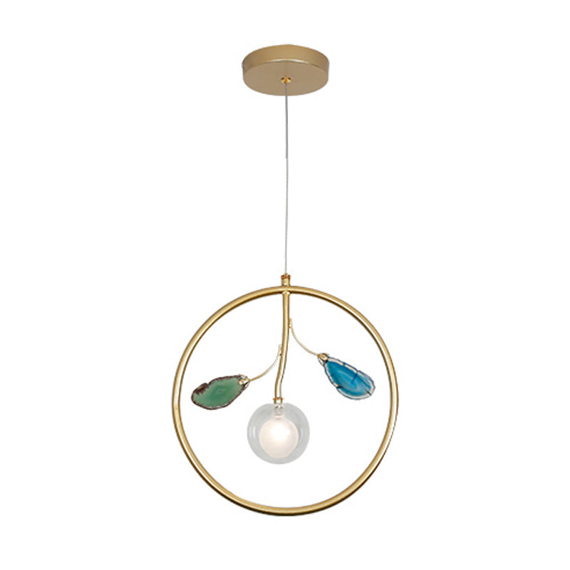 Modern Gold Cage Pendant Ceiling Light With Led Bulb - Stylish Suspended Lighting For Foyer
