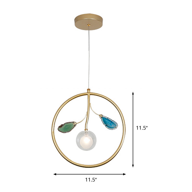Modern Gold Cage Pendant Ceiling Light With Led Bulb - Stylish Suspended Lighting For Foyer