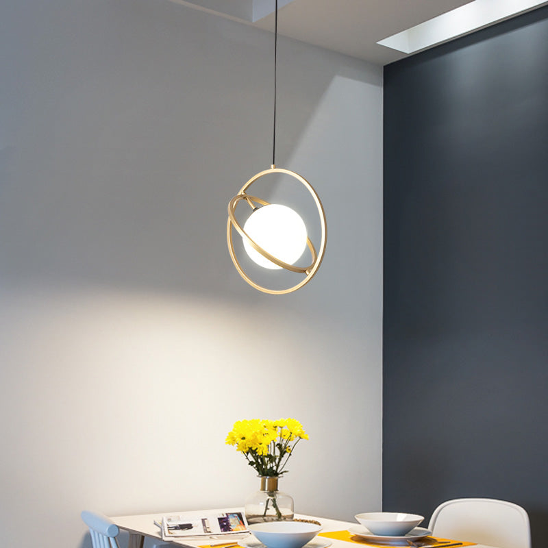 Sleek Gold Round Hanging Ceiling Light - Simplicity Collection for Dining Room