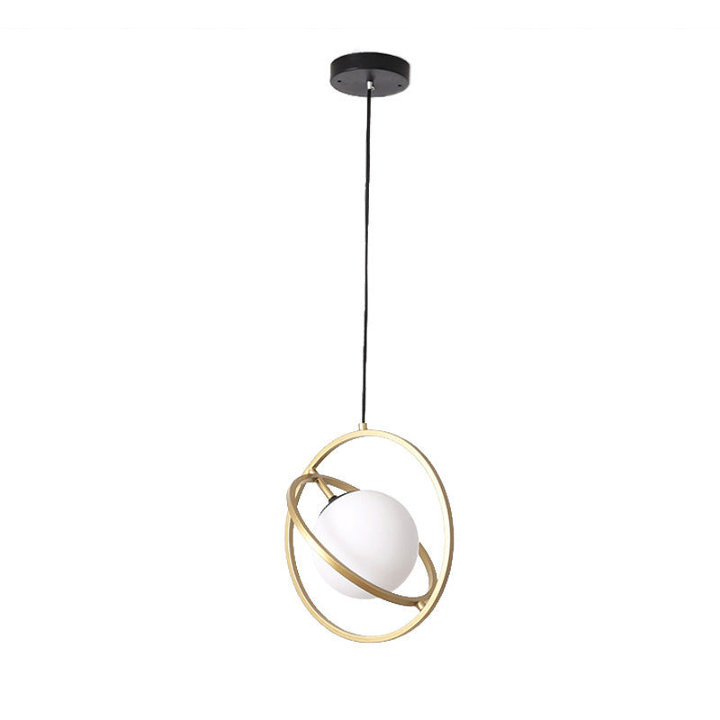Gold Round Hanging Ceiling Light: Simple 1-Head Metal Drop Lamp For Dining Room