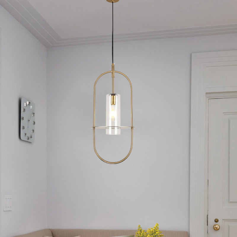 Gold Modernist Cylinder Pendant Light For Living Room Ceiling