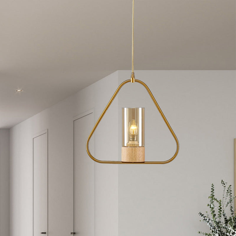 Modern Gold Triangle Drop Pendant Light for Living Room - Sleek Metal Design