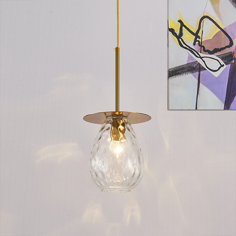 Minimalist Gold Dimple Glass Teardrop Pendant - Perfect For Restaurants