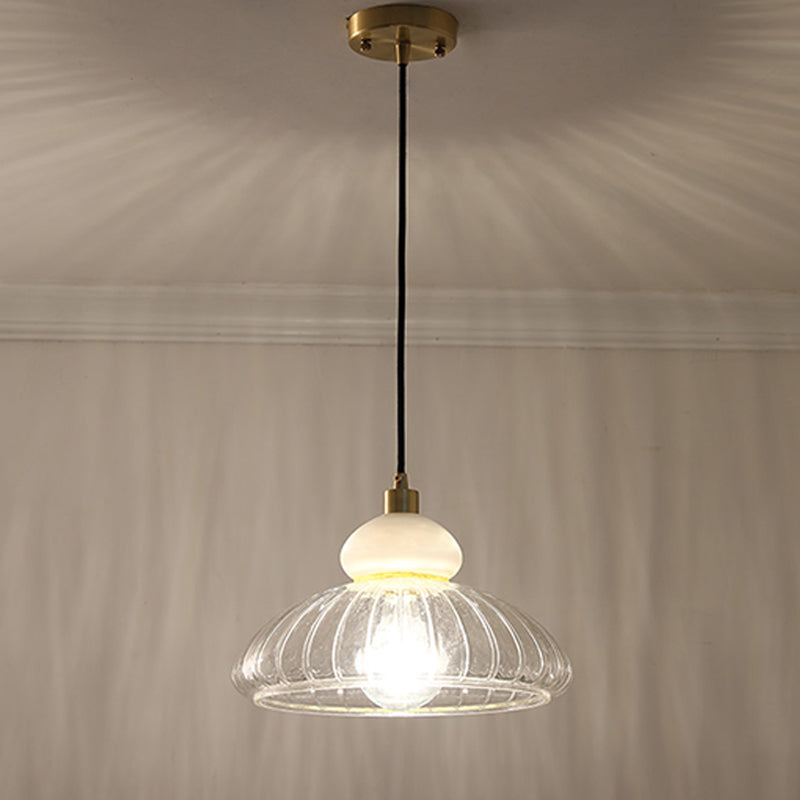 Modern 1-Bulb Dome Pendant with Clear Glass Shade