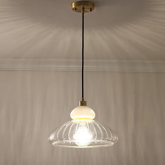 Modern 1-Bulb Dome Pendant with Clear Glass Shade