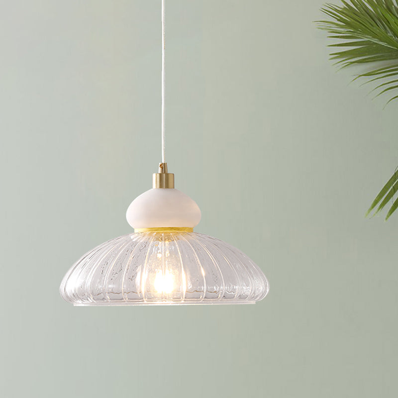 Modern 1-Bulb Dome Pendant with Clear Glass Shade