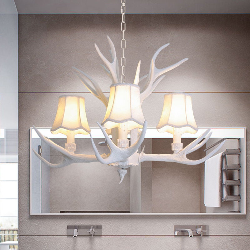 Modern 3/4/5-Light Cone Resin Chandelier Ceiling Lamp - White | Living Room Fixture