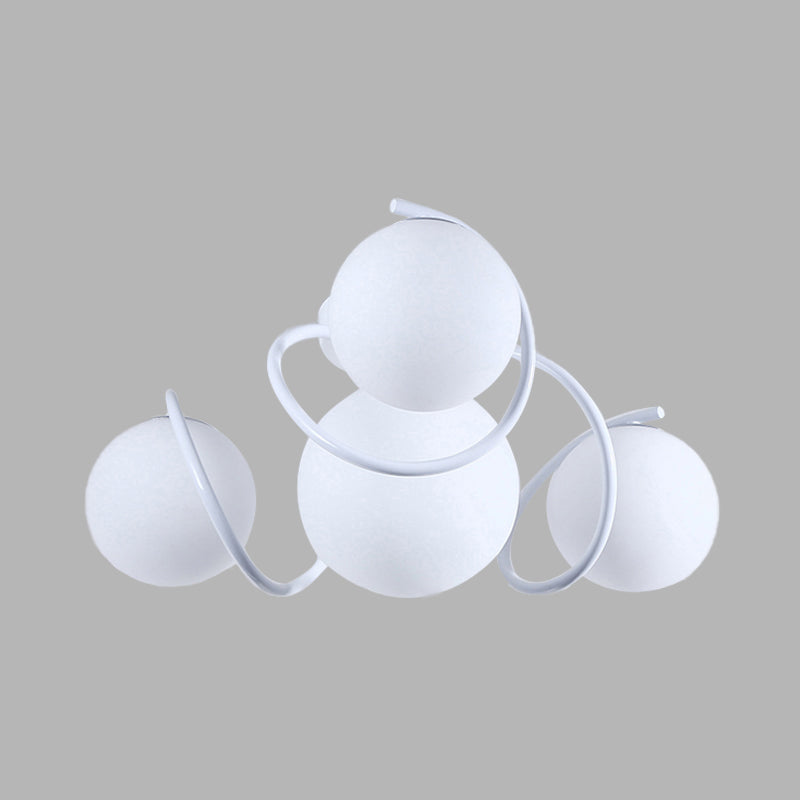 Orb Opal Glass Semi Flush Light - Traditional Black/White - 4/7 Lights - Living Room Ceiling Lighting - 22"/34" Wide