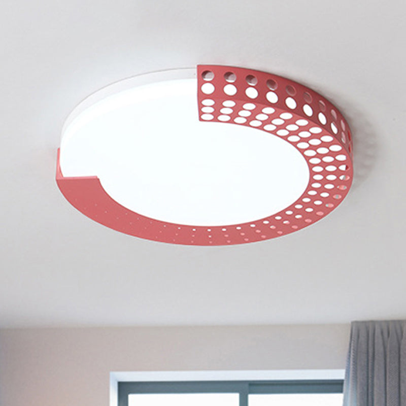 Circle LED Ceiling Light for Baby Room with Half-Ring Acrylic Design