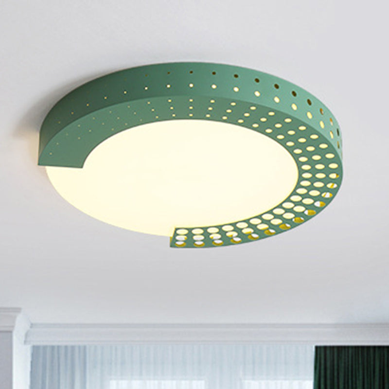 Circle Led Ceiling Light For Baby Room With Half-Ring Acrylic Design