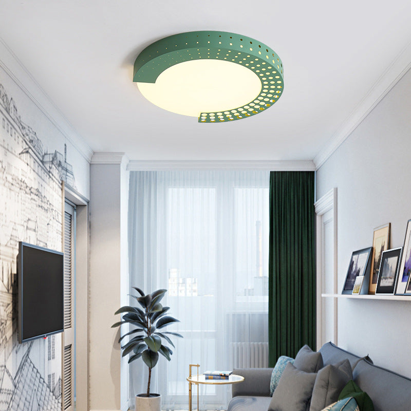 Circle Led Ceiling Light For Baby Room With Half-Ring Acrylic Design