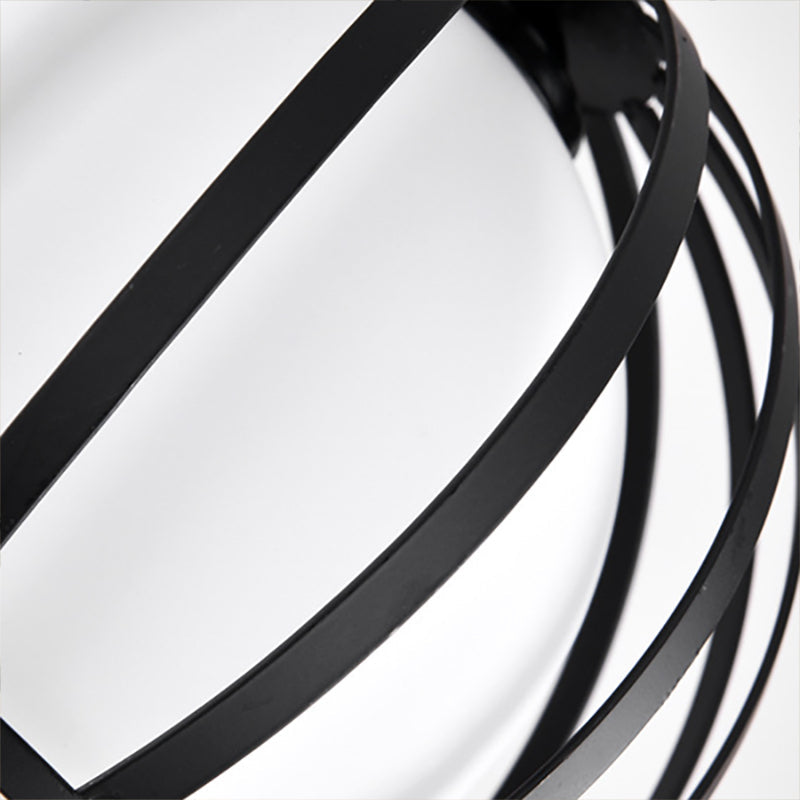 Suspension en forme de dôme en métal rétro avec abat-jour en verre laiteux - Luminaire suspendu d'intérieur à 3 ampoules en noir/blanc