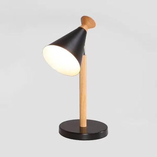 Macaron Style Desk Light: Candy Colored Metal Cone Light For Dorm With 1 Study-Light Black