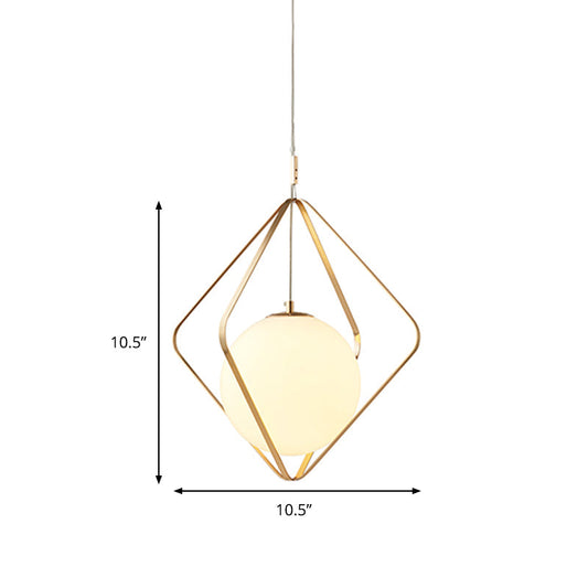 Minimalist Gold Pendant Light - 1 Head Led Down Lighting For Bedroom 10.5/16 W