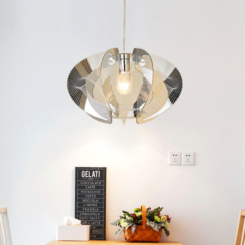 Modern Chrome Pendant Light: Elegant Curve Acrylic Shade with Hanging Lamp - Ideal for Restaurants