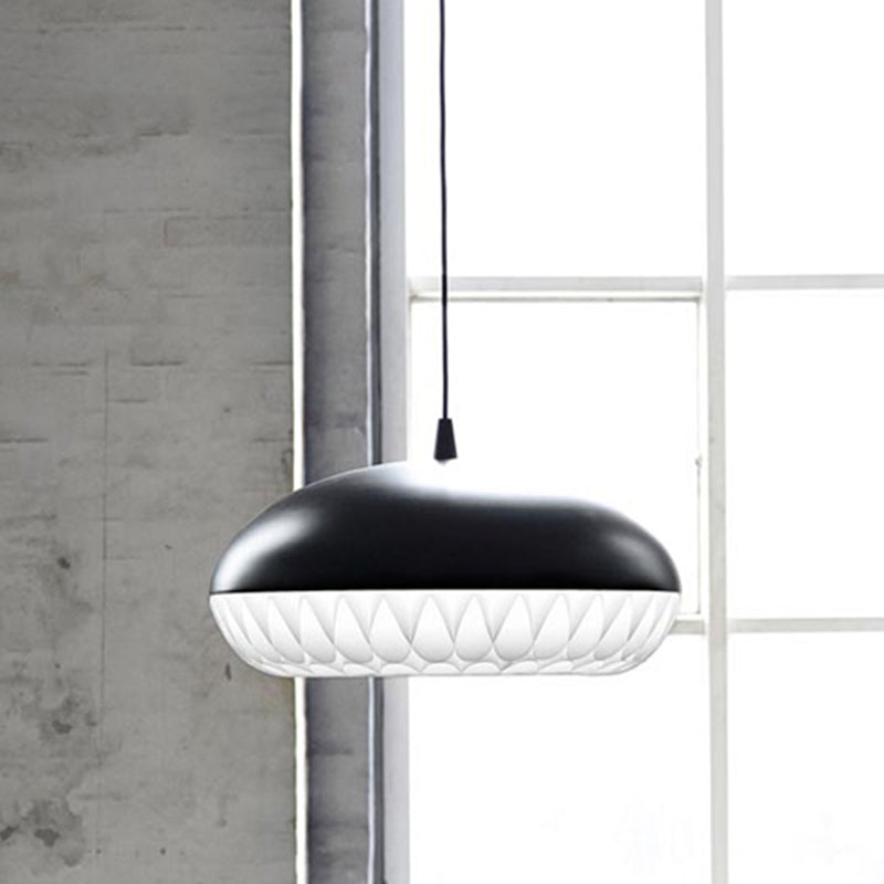 Modern Metal Dome Pendant Light - White/Black Down Lighting for Restaurants