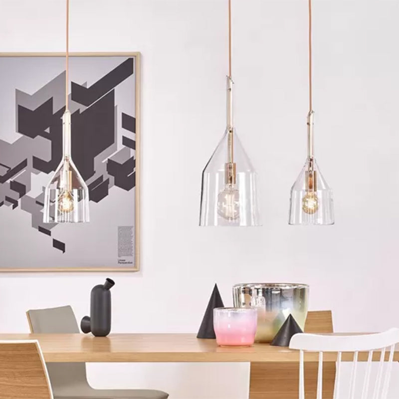 Sleek Rose Gold Kitchen Pendant Lamp with Clear Glass Shade - 6"/7.5" Width