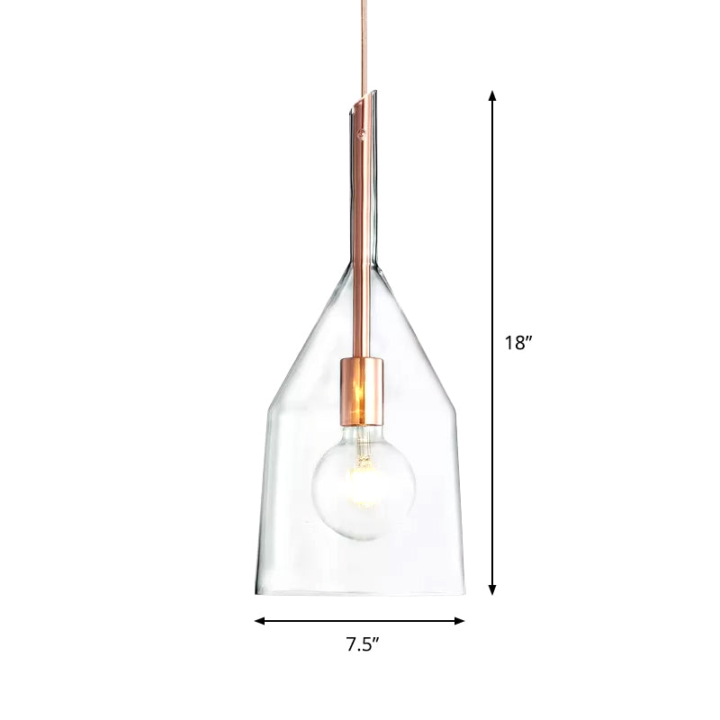 Rose Gold Kitchen Pendant Lamp With Clear Glass Shade - Simple And Elegant Design 6/7.5 Width