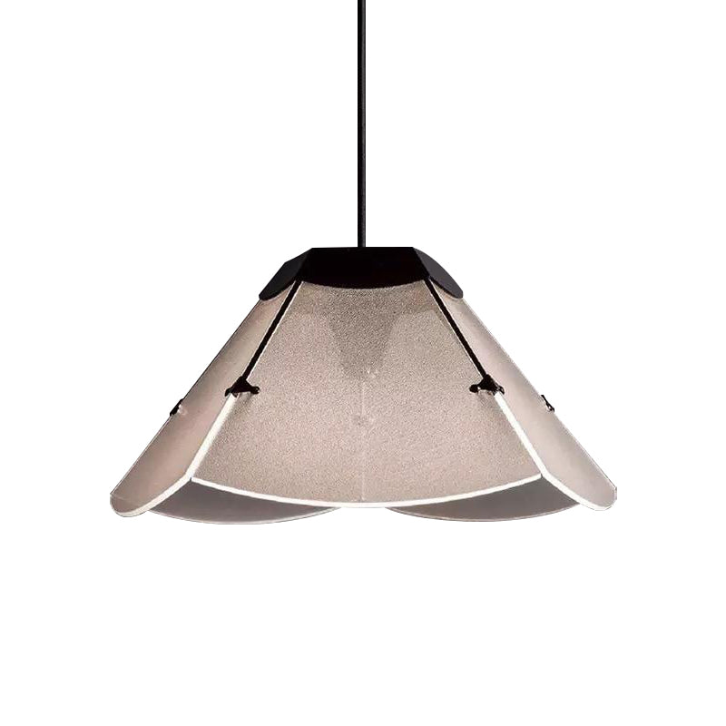 Plafonnier LED suspendu festonné moderne - Luminaire en verre blanc pour salon