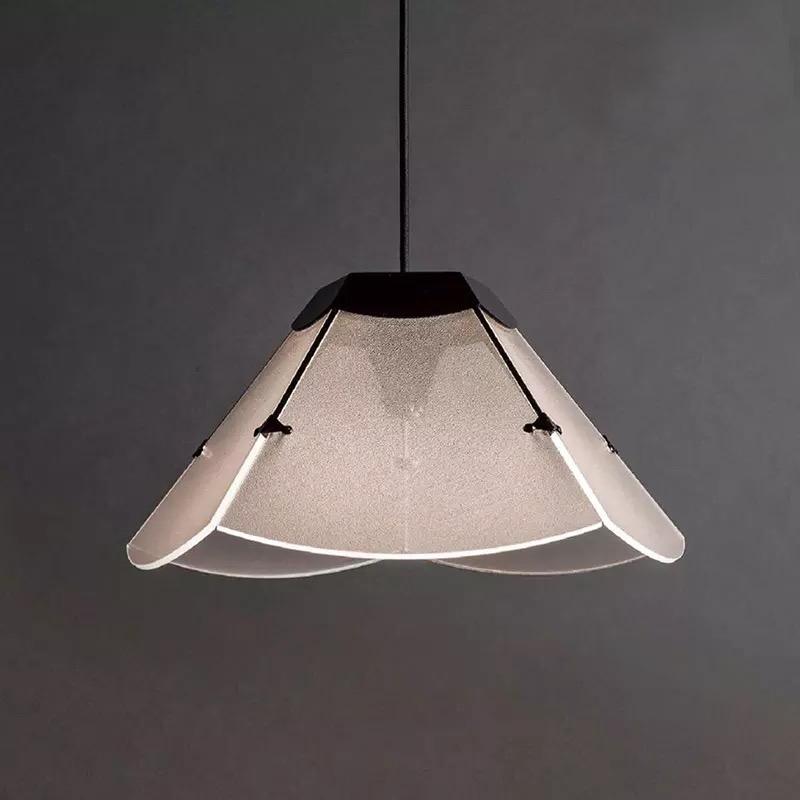 Plafonnier LED suspendu festonné moderne - Luminaire en verre blanc pour salon