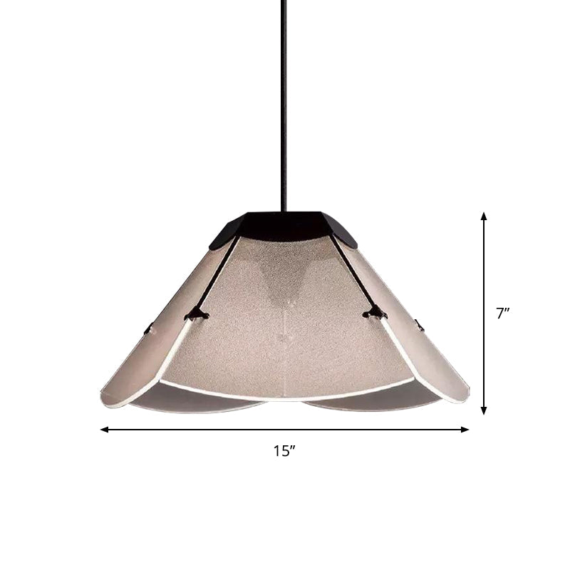Plafonnier LED suspendu festonné moderne - Luminaire en verre blanc pour salon