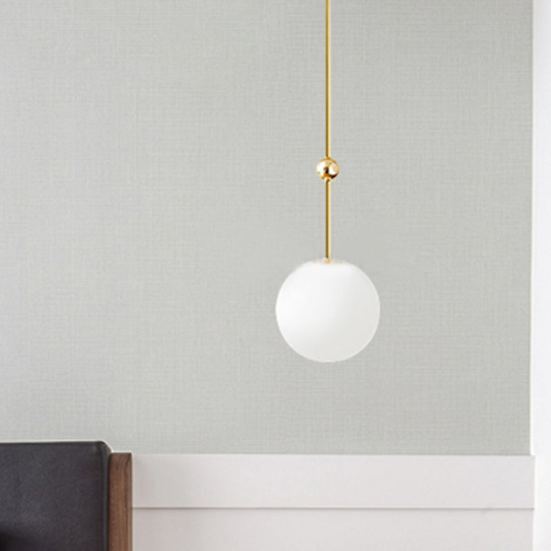 Modern Gold Led Pendant Light With Milk Glass Shade - 39/47 H